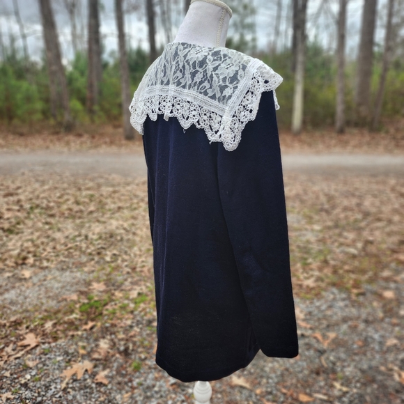 80s Vintage Lace Collard Cardigan Dress - Picture 4 of 6